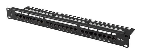 Lanberg Patch Panel 24 Ports 1U 19 CAT.6A UTP With Organiser Cables Black