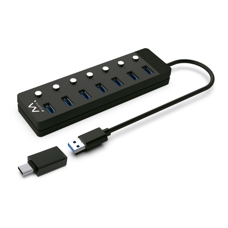 Ewent Hub 7 Ports USB 3.0 + Switch USB Type a + Adapter USB Type-c
