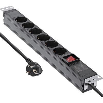 Inline Power Strip 19, Contact Protection 6 Contactos, With Switch 2M, Black — image 1