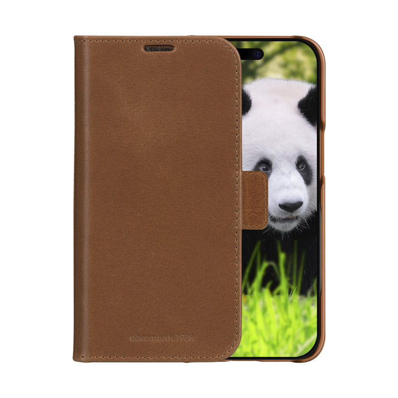 DBRAMANTE1928 Lynge Case With Cover Phone Mobile Phone Compatibilidad With Magsafe Leather Grano Entero Brown
