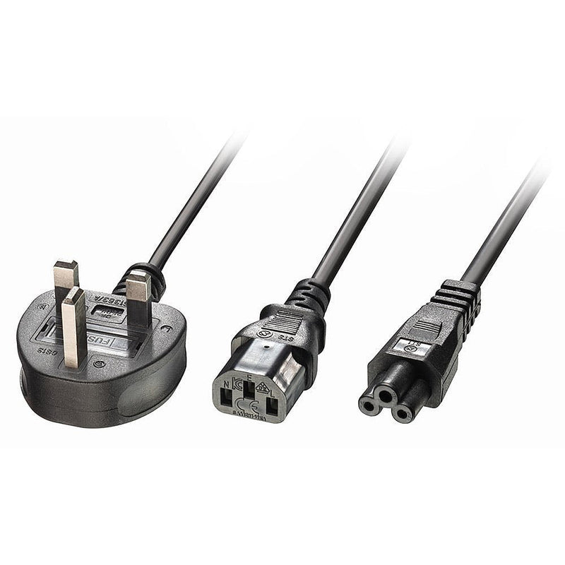 Lindy 30374 Cable Transmisión Black 2,5M Plug Type G C13 Coupler + C5 Coupler