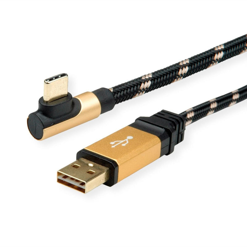Roline Gold USB 2.0 Cable USB a St Reversibel - USB C St Angulado, 3M