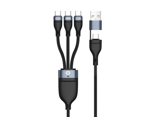 USB Cable -c Male a 3x USB-C Male 100W 1.50M Adapter a USB-A — image 1