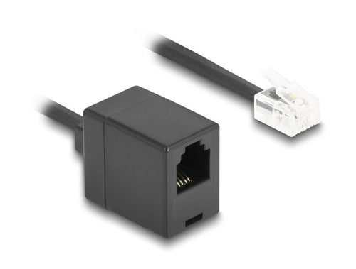 Delock Cable Telefónico Cable Espiral RJ11 Connector Male a RJ11 Connector Female Black 10M — image 1