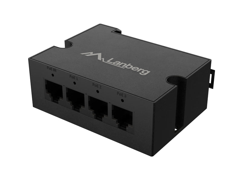 Lanberg Switch PoE Ext DIN-FE4-AT-30W 1XIN 3XOUT Din Rail At 30W Metal Clips