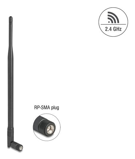Delock Wi-Fi 2,4GHZ Antenna Rp-sma Connector Male 7 dBi Omnidirektional With Kippgelenk Black