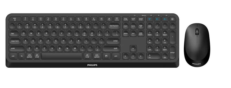 Philips Keyboard English + Mouse 4000 Series SPT6407B/31 RF Wireless + Bluetooth QWERTY Black