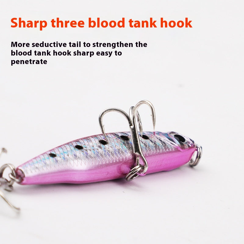 Small Silver Fish Lure Pencil Bait Double Hook Tossing Submerged
