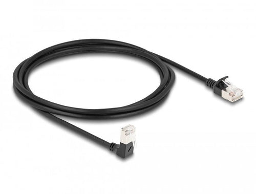 Delock Network Cable RJ45 CAT.6A S/FTP Slim 90° Unten Angular / Gerade 2M — image 1