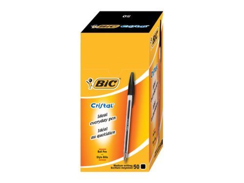 Bic Box Of Pens Ink Oil Glass Genuine 8373639 50 Units Black — image 1