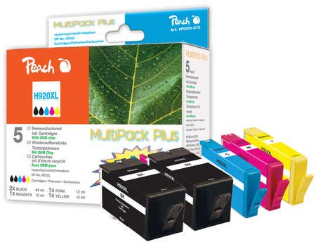Peach 319222 Ink Black 920XL, Cyan Magenta Yellow 5 Pieces