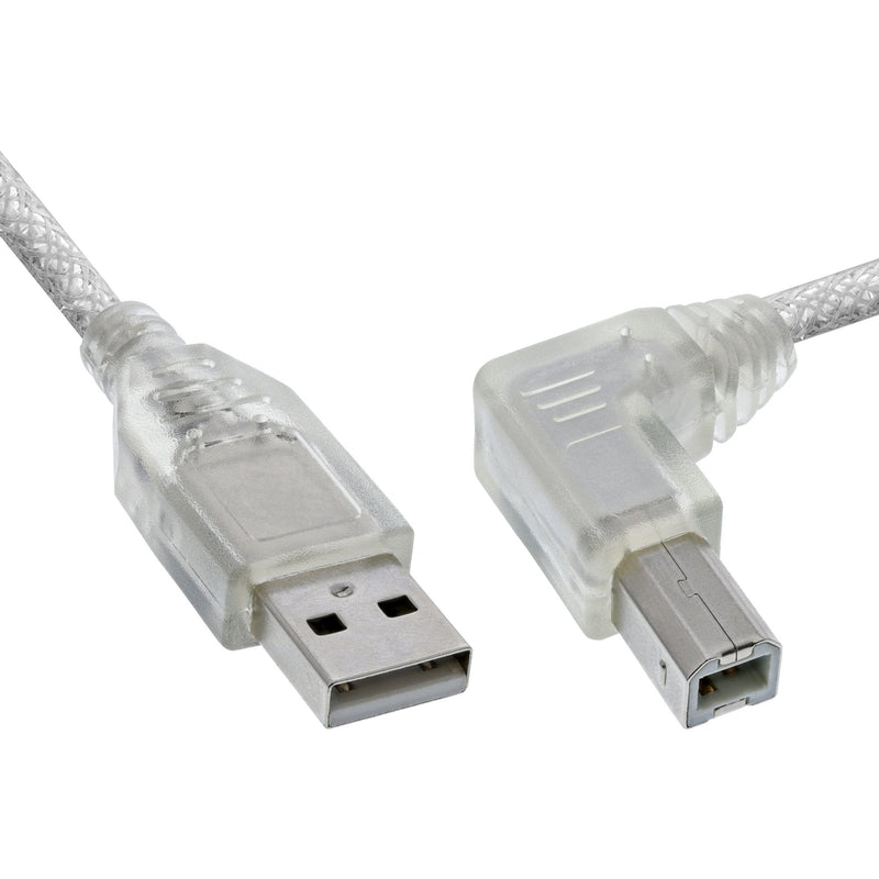 Inline USB 2.0 Cable Ángulo Recto Type a Male a B Male Transparent 2M