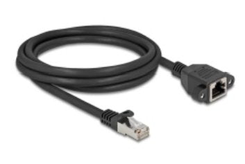 Delock Network Cable Alargador S FTP RJ45 Connector Male a RJ45 Connector Female CAT.6A Flache Version 3M Blac