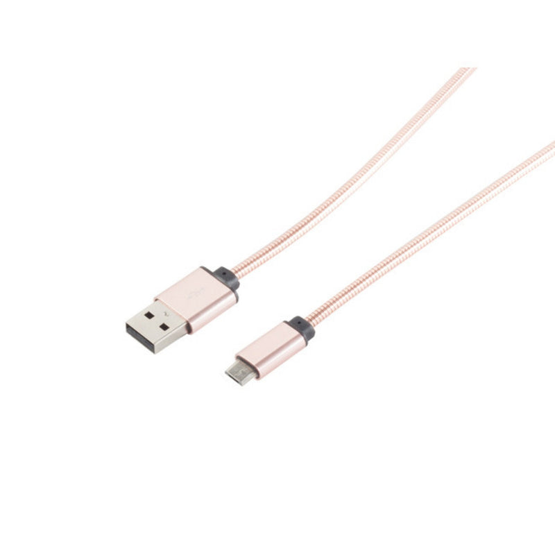 S-conn 14-11002 USB Cable 1M USB 2.0 USB a Micro-usb B Oro Pink