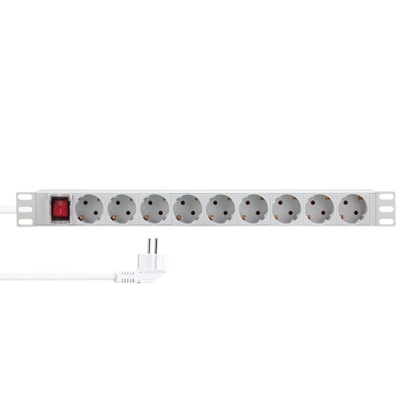 Logilink 9ER Power Strip Plugs 19 Pdu With Switch Grey Claro