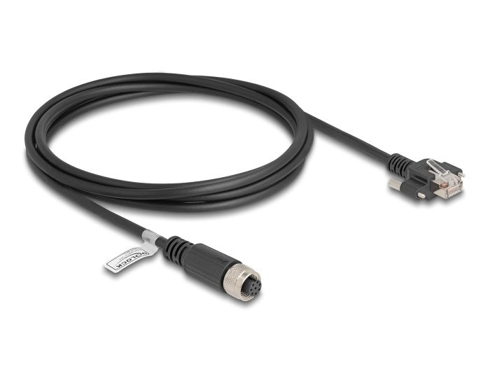 Delock M12 Cable A-kodiert 8 Pin Female a RJ45 Male CAT.5E FTP 2M Black