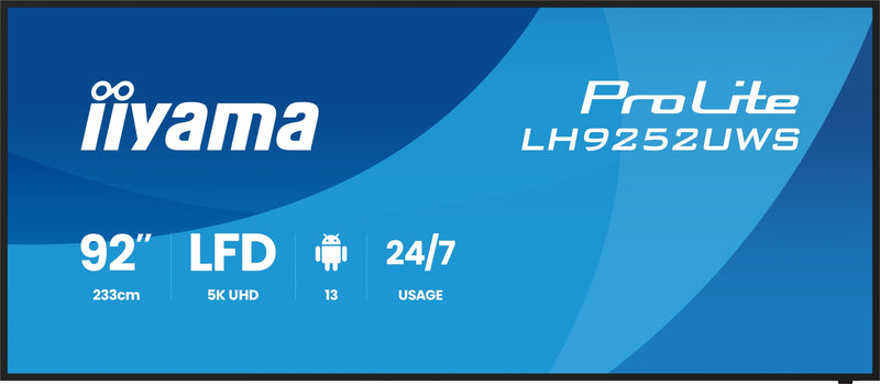 Iiyama 233,0CM 92 (5120X2160) Prolite LH9252UWS-B1AG 21:9 5K VA 6,5MS 60HZ HDMI DisplayPort USB-C USB LAN RS23
