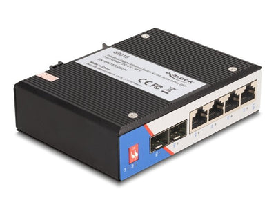 Delock 88015 Switch Gigabit Ethernet Industrial 4 Ports RJ45 2 Ports Sfp Carril Din — image 1