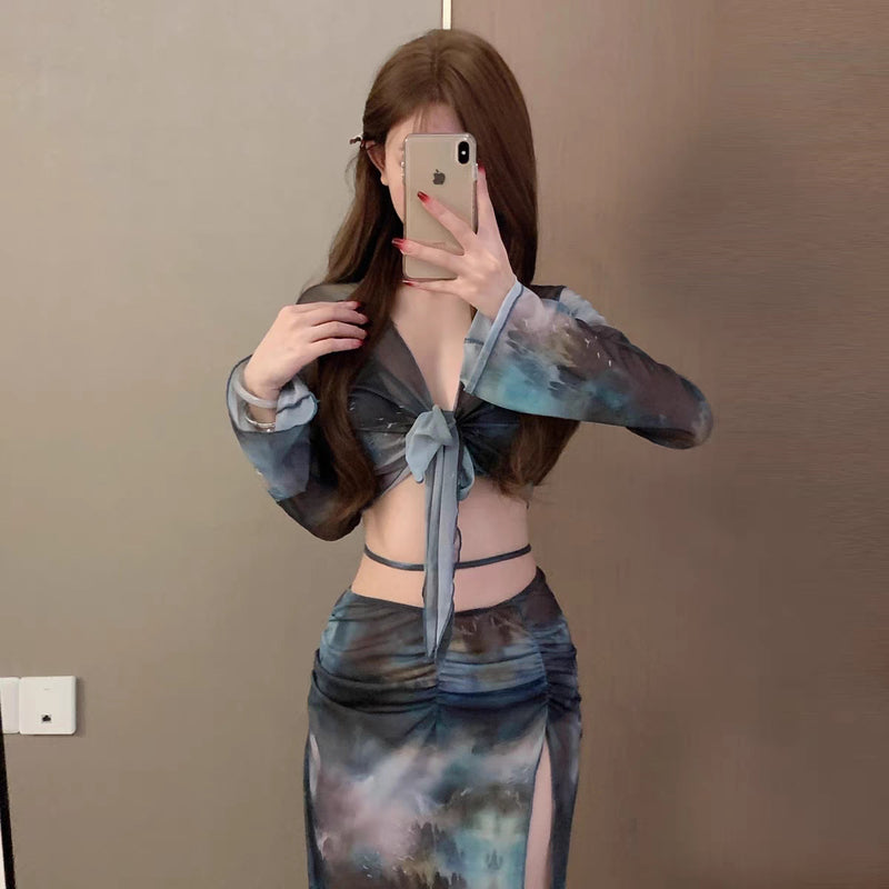 Sexy Long Skirt Bikini Four-piece Set