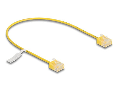 Delock RJ45 Network Cable CAT.6 UTP Ultra Slim 0,3M Yellow With Kurzen Machon — image 1