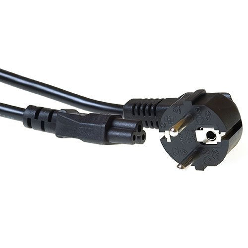 Powercord Mains Connector Schuko Cee 7 Male (angled) - C5 IEC 60320 Black 5M