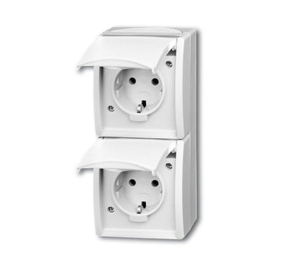 Busch Jaeger Bj 20-02EW-54 Socket Power M.tapa Abatible Senkrecht 2F Ocean IP44 White Alpino — image 1