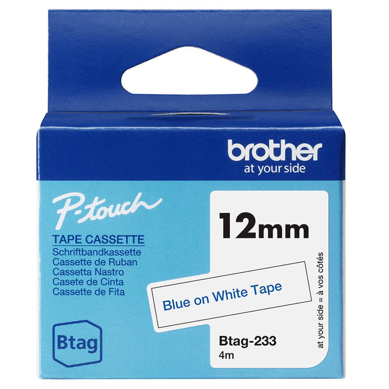 Brother Tape Labels BTAG-233 ????12MM, Blue Sobre White No Laminated BTAG233
