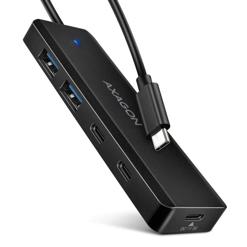 Hub 4-PORTOWY 5Gbps 2x USB-A 2x Usb-c, USB-C Power In 19CM Cable HUE-C2C