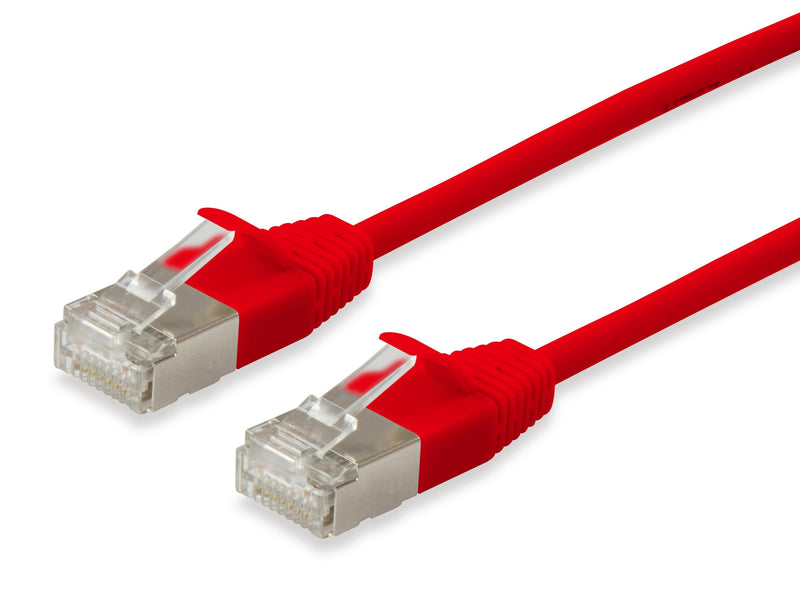 Equip Network Cable CAT.6A F/FTP 2x RJ45 0.25M Red Slim Lszh