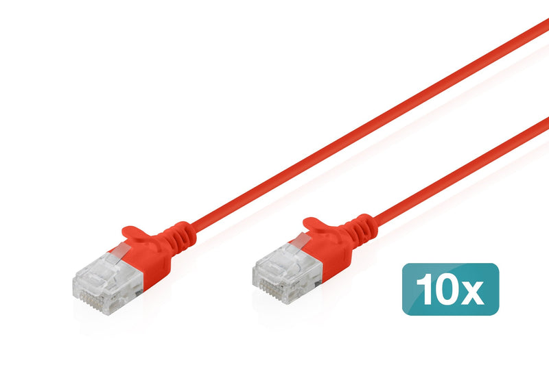 CAT.6 U-UTP Slim Network Cable, 0,5M, Red 10 Pcs