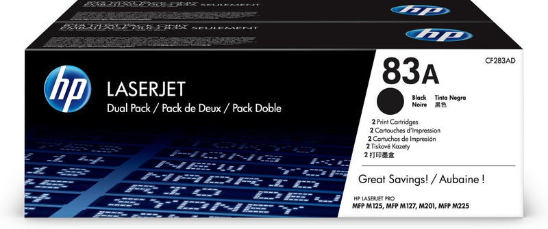 HP Genuine Toner 83A Multipack 2X Black