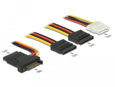 Cable Power SATA 15 Pin Connector Male 3 X SATA Connector Female + 1 X Molex 4 Pin Connector Female 20CM (pcb) — image 1