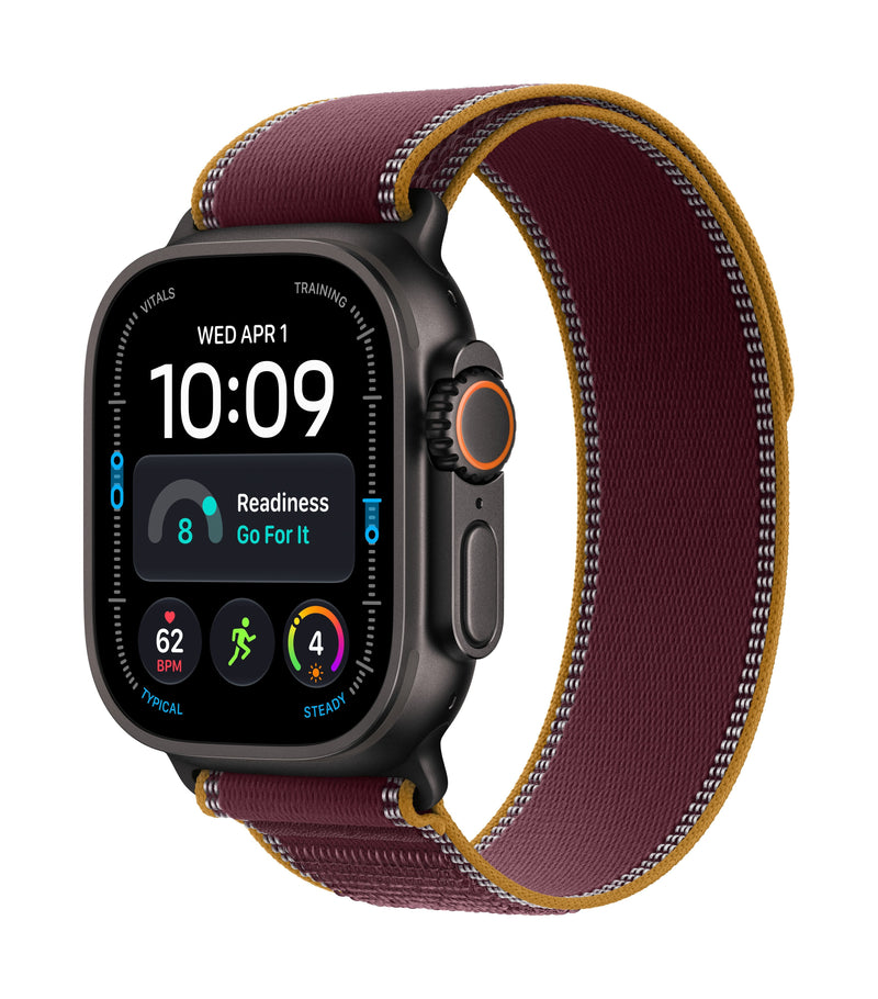 Apple Watch Ultra 4 GPS + Cellular 49MM Black Titanium Case With Burgundy Trail Loop - S M
