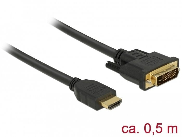 Delock HDMI Cable a DVI 24 + 1 Bidireccional 0,5M