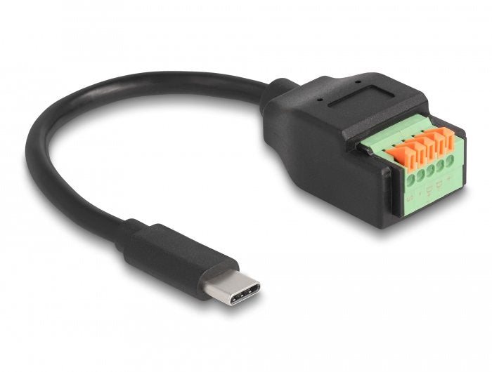 Delock USB 2.0 USB Cable Type-c™ Connector Male a Terminalblock Adapter With Pulsador 15CM
