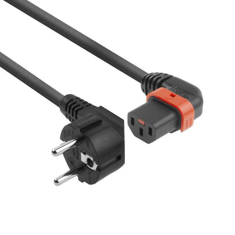 Powercord Schuko Cee 7 Male (angled) - C13 IEC Lock (left Angled) Black 3M, EL455S