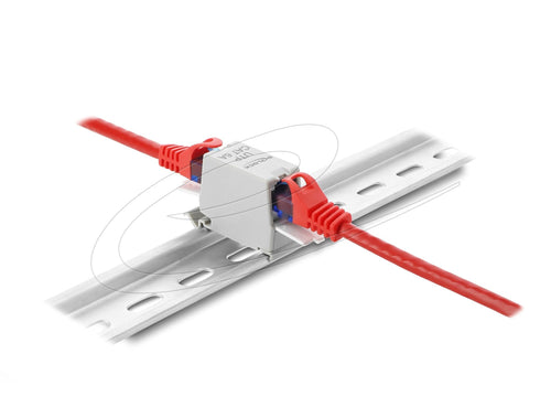 RJ45 Kupplung CAT.6A Dual Buchse Zu Buchse For Hutschienen Mounting Grey — image 1
