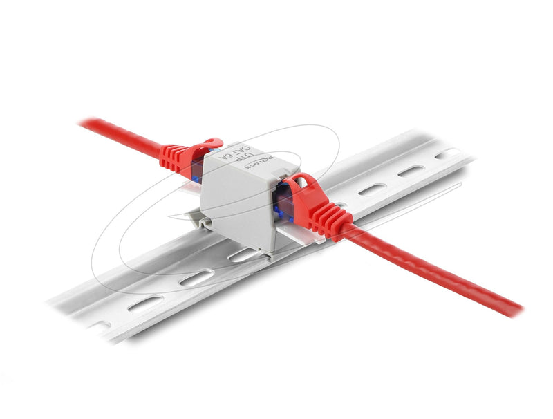 RJ45 Kupplung CAT.6A Dual Buchse Zu Buchse For Hutschienen Mounting Grey