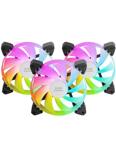 Mars Gaming Kit 3 Fans Auxiliar A-rgb 120MM MF-3A Black 120MM/ Iluminación ARGB 360º/ Compatibilidad Total ARG