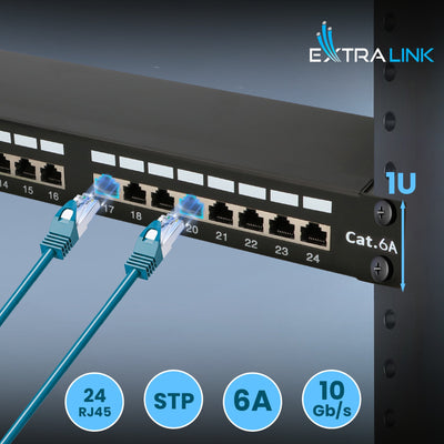Extralink CAT.6A STP Patch Panel 24 Port - Cable - CAT.6A — image 1