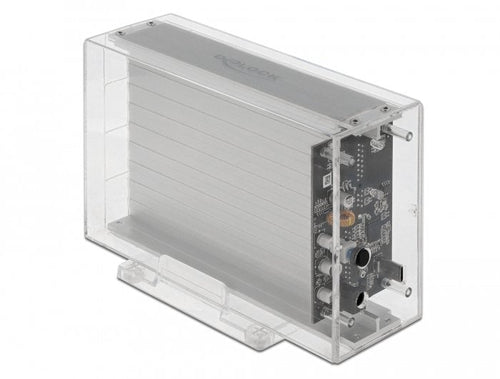 Delock Housing Dual External 2 Drives Hard SATA 3,5 With Connector USB Type-c, Housing Unit Transparent 42624 — image 1