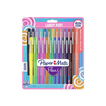Papermate Flair Candy Pop Pen Gel With Cover Multicolour Medio 24 Pieces