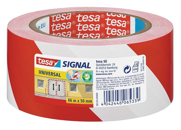 Tesa Tape Señalización Temporal Pp Adhesiva Red/White