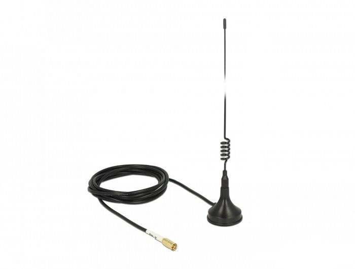 Delock WLAN 802.11 B G N Antenna Smb Connector Male 2 dBi Starr Omnidirektional With Magnética Base And Cable