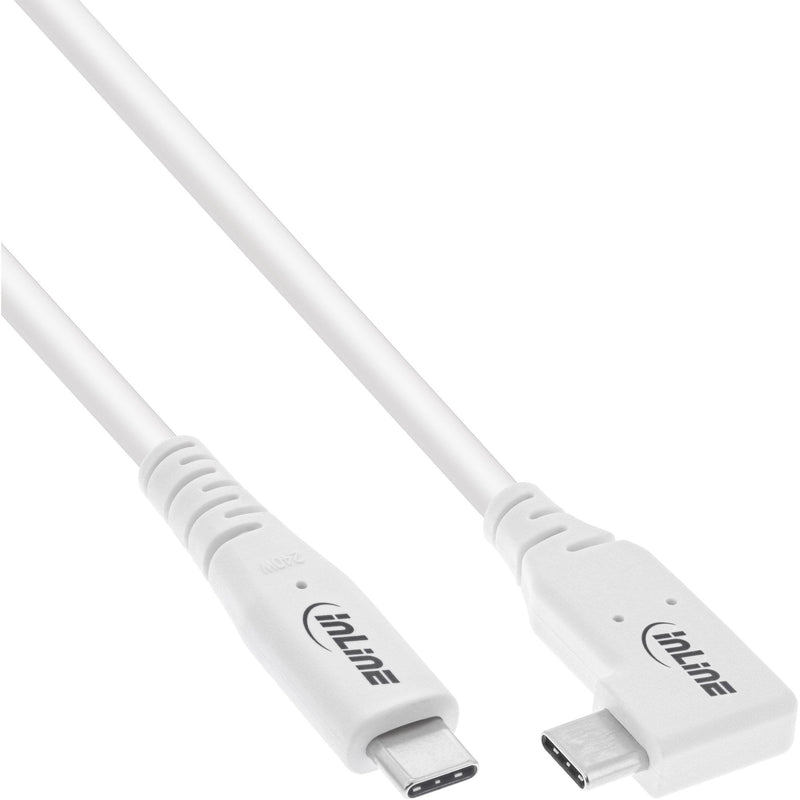 Inline USB4 Cable USB Type-c, One Side Angled, Pd 240W, 8K60HZ, Tpe White, 0.5M