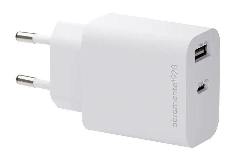 DBRAMANTE1928 Re-charge Power Adapter 25 Watts 2 Connectors Output (24 Pin USB-C Usb) White