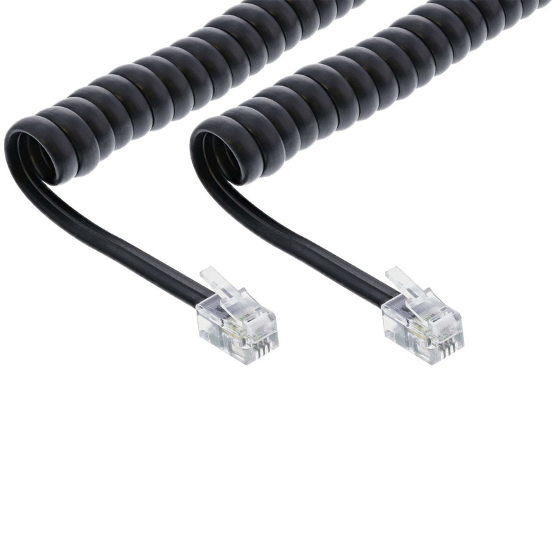 Inline Cable Telefónico Espiral RJ10 4P4C Black 4M