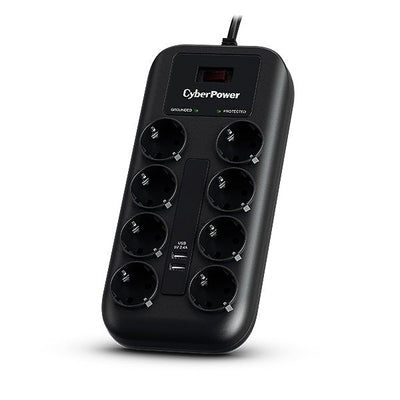 Cyberpower Power Strip With Switch P0820SUD0-DE 8 Sockets Power 2 USB Cable 1.8M Black — image 1