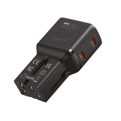Mobile Origin 45W Travel Adapter Eu/Us/Uk/Au PW26, Black — image 1