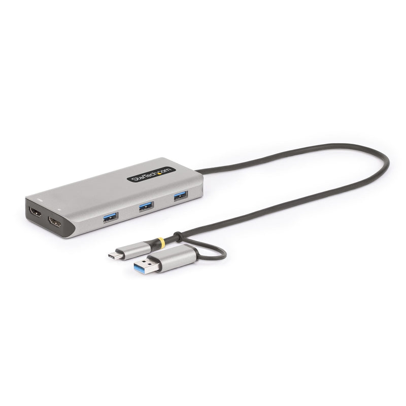 StarTech Adapter .com USB-C Multiport W/Attached USB-C To USB-A Dongle, Dual HDMI (4K30HZ/1080P60HZ), 3x Usb-a